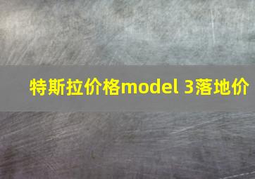 特斯拉价格model 3落地价